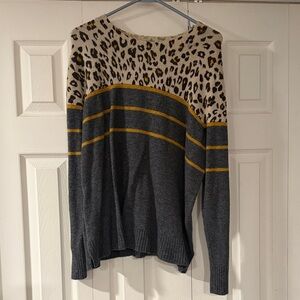 Leopard Print and Gray Sweater